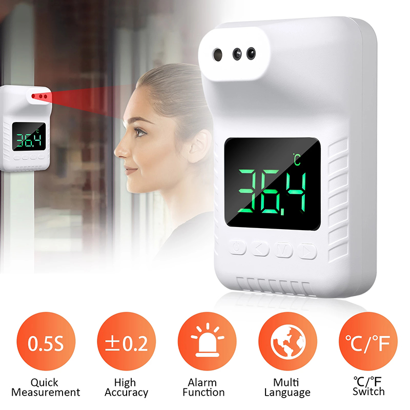 

Wholesale K3X Non-contact Digital Thermometer Temperature Instruments Hanging Wall Mount LCD Display IR Infrared Counter Sensor High Precision