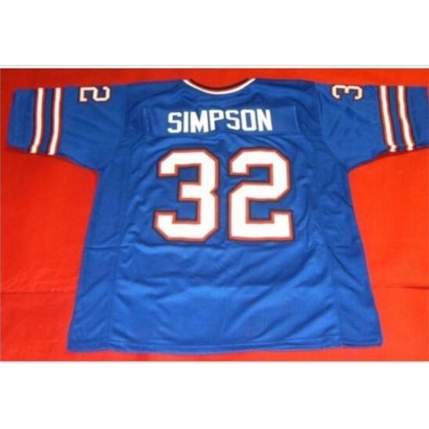 

09custom Front and back mesh fabric BLUE OJ SIMPSON High quality full embroidery College Jersey SIZE S-5XL or custom any name or number jersey
