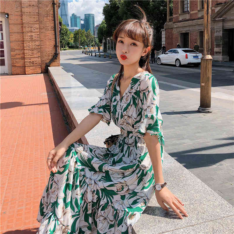 Plus Size Summer Girls Boho Party Female Vintage Dress print Sleeve Women Dresses long oversize Robe Vestido 210417Z