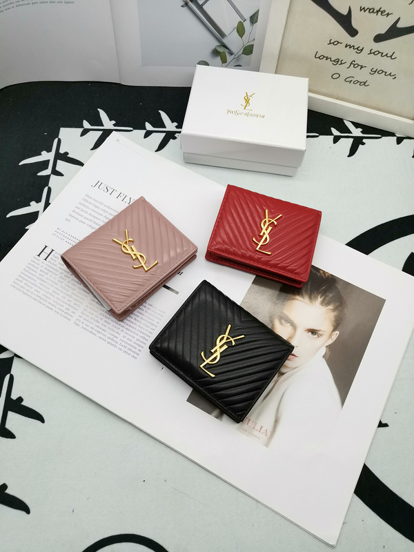 

SAINT LAURENT High quality Card holder Wallets Key Purse Luxurys Designers V Holders handbag Men Women's COIN Genuine Leather YSL Lambs, Pink