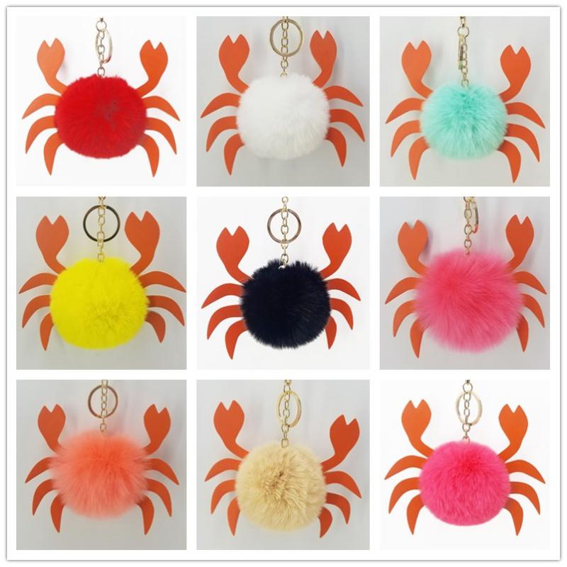 

Keychains Mixed Color 16*12*8CM Imitation Fur Fluffy Keychain Crabs Key Ring Car Bag Accessories