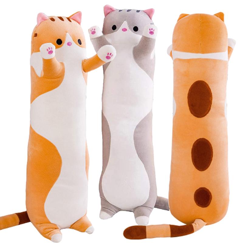 

Skin-friendly Sofa Bed Cat Bolster Pillow Cylinder Cuddler Cute Plush Doll Figurine Toy Decorative Couch Pillows