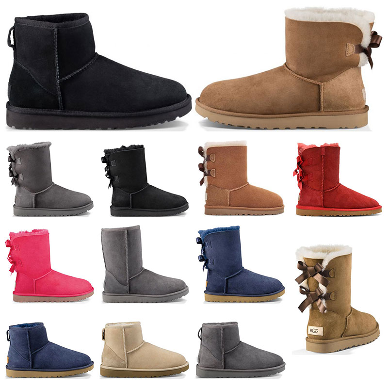 

Australia women shoes girls classic snow boots ankle short bow fur boot for winter black chestnut womens fashion outdoors, 23