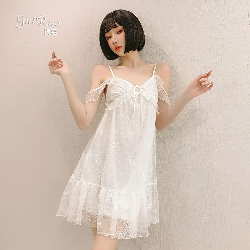 Spring Guiruo New Underwear in and Summer Sweet Lace Princess Style French Suspender Nightdress Housewear 729-image-679390458