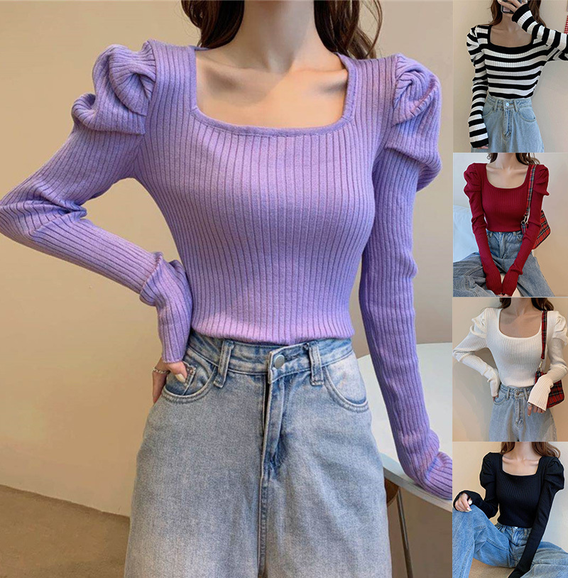 

Woman Solid Sweaters Pullovers Knitted Autumn Winter Clothing Pullover Fashion Women's Long Sleeve Sweater mujer suteres 210520, White