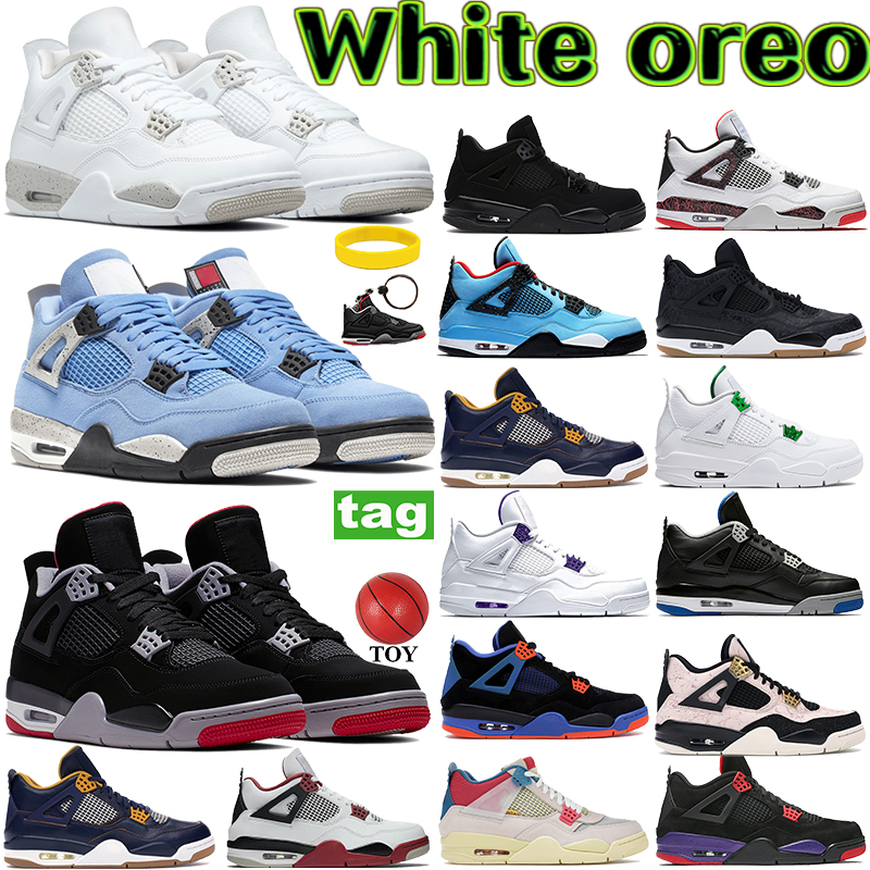 

Newest 4 4s basketball shoes white oreo university blue bred back cement metallic purple green trainers SP Taupe Haze fire red men women sneakers, #46- bubble wrap packaging