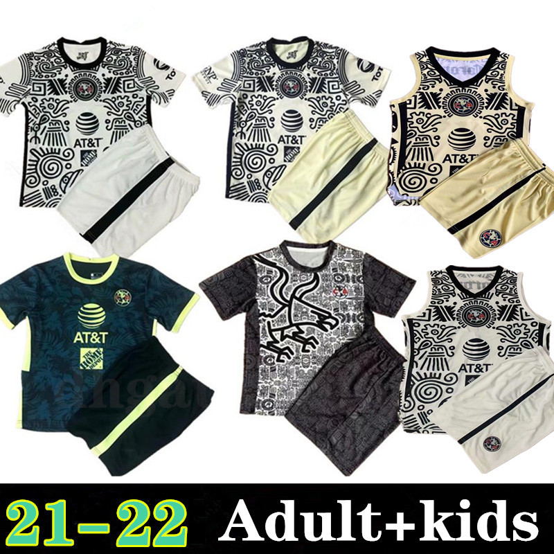 

adult kids 21 22 Liga MX Club America away third Soccer Jerseys 2021 2022 Yellow blue white 3rd O.PERALTA R.MARTINEZ football shirt men kit child vest sets, Colour