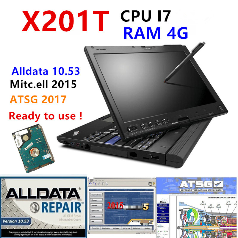 

diagnostic tool All data 10.53 auto repair software Alldata with ATSG in X201T I7 4G Laptop touch screen car and truck