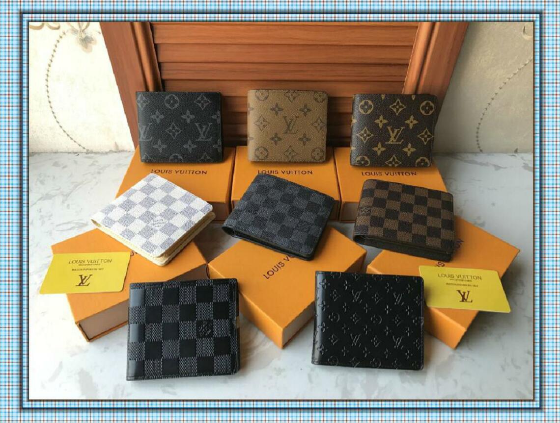 

High Quality Wallets Cardholder Paris Plaid Style Luxury Mens Women Wallet High End Designer Wallet LV LOUIS BAG VITTON With Box, Red;black