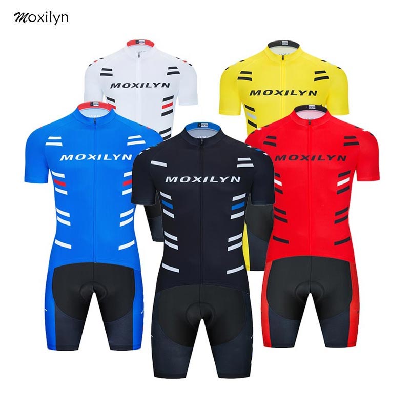 

Moxilyn 2021 Cycling Jersey 20D Gel Bib Set MTB Bicycle Clothing Ropa Ciclismo Bike Wear Clothes Men's Short Maillot Culotte, Red