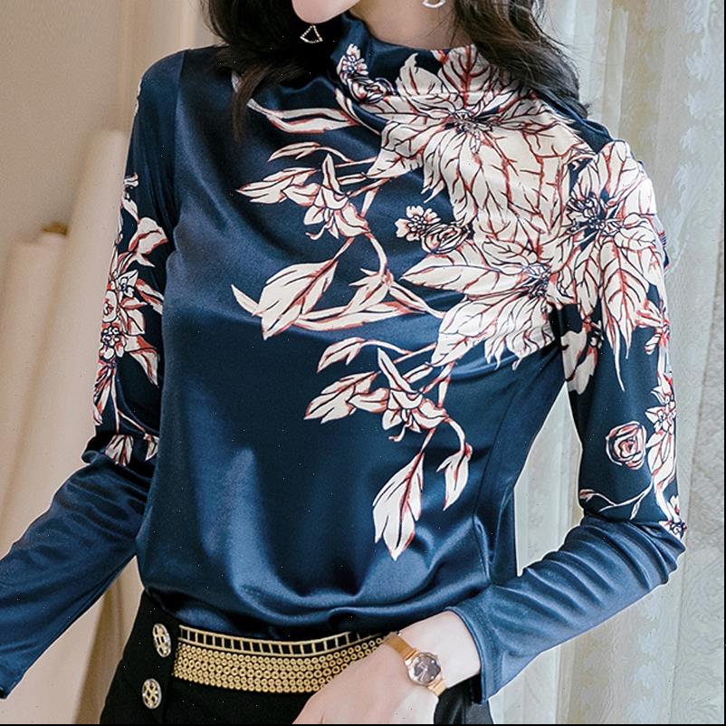 

autumn long sleeve print blusas womens shirt mujer de moda turtleneck winter clothes blusa d698, White