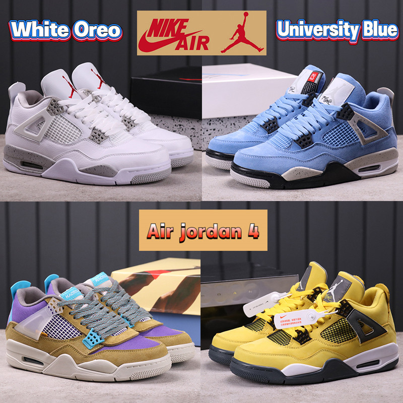 

Newest Nike air jordan 4 4s mens Basketball Shoes university blue White oreo black cat shimmer desert moss bred men women designer Sneakers