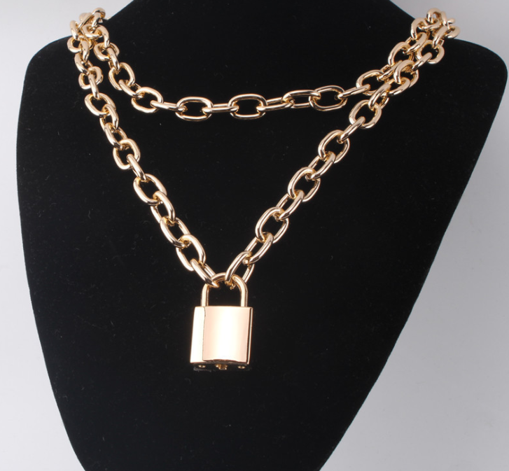 

Pendant Necklaces Personality Punk Neckwear Sweater Men's And Women's Chain Nightclub Temperament Lock Necklace