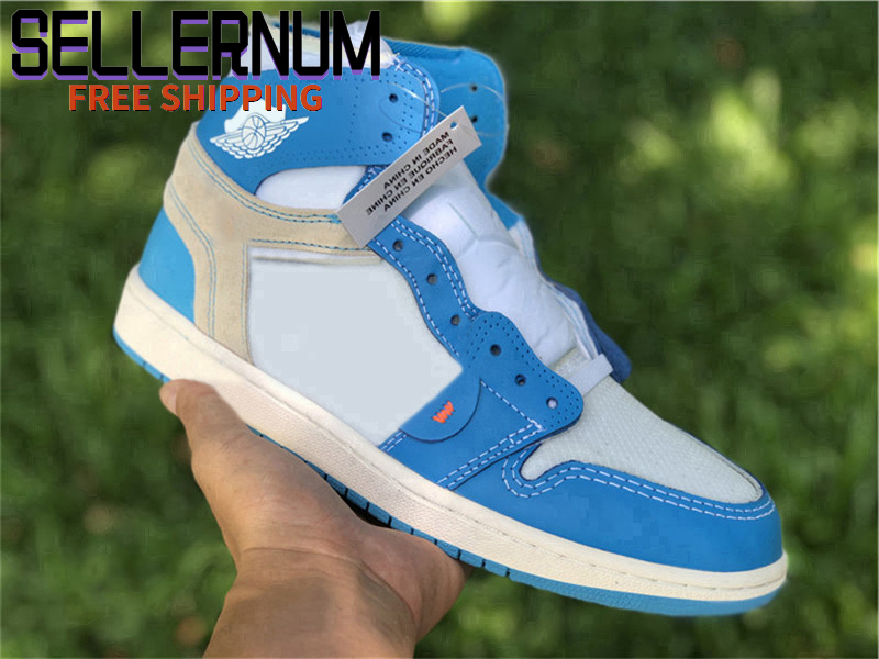 

Authentic 1 High OG UNC Off Outdoor Shoes Man Women White Powder University Blue Dark Cone Black Red Chicago Yellow Sneakers With, Bubble wrap packaging