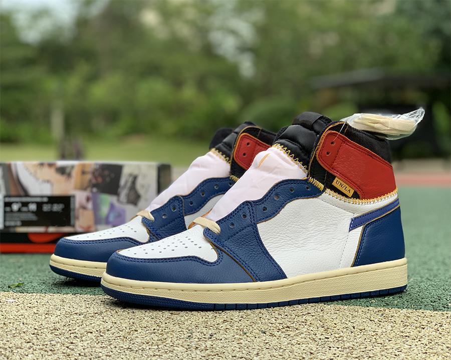 

High quality Union x 1s Hiht GO NRG Basketball Shoes white red blue toes Luxurys Designers Men women Jumpman 1 Top calf leather Fashion, #1
