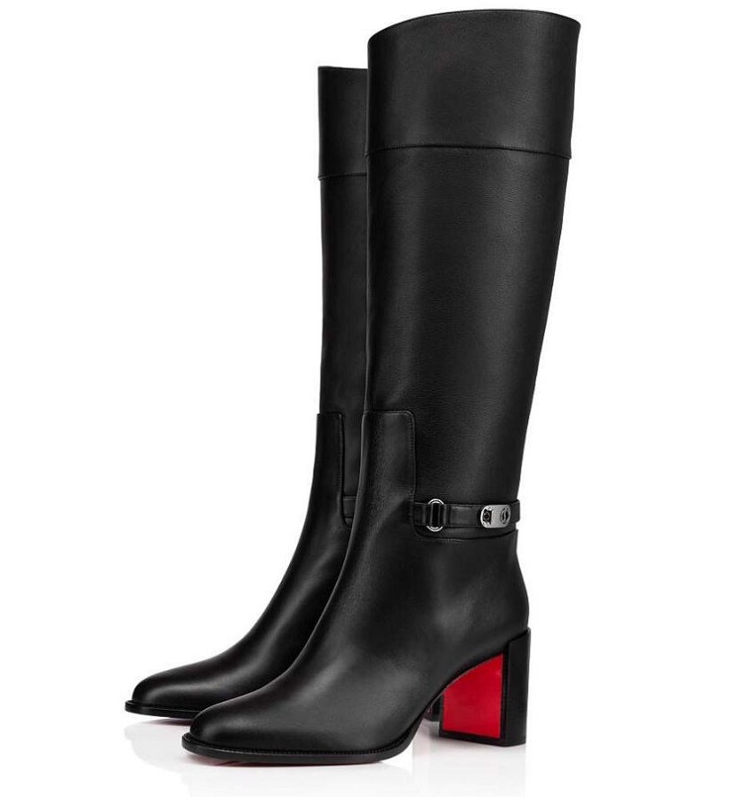 

Designer Winter Brands Lock Botta Tall Boots Women Red Bottom Booty Black Calfskin High Heels Ladies Party Wedding Dress EU35-44.Box, 11