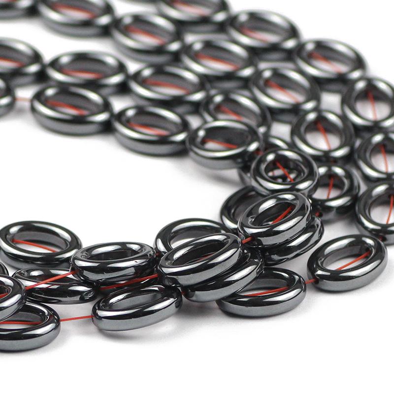 

Other Circle Oval Ellipse Black Hematite 16x12MM Natural Stone Spacers Loose Beads For Jewelry Making Diy Bracelets Accessories