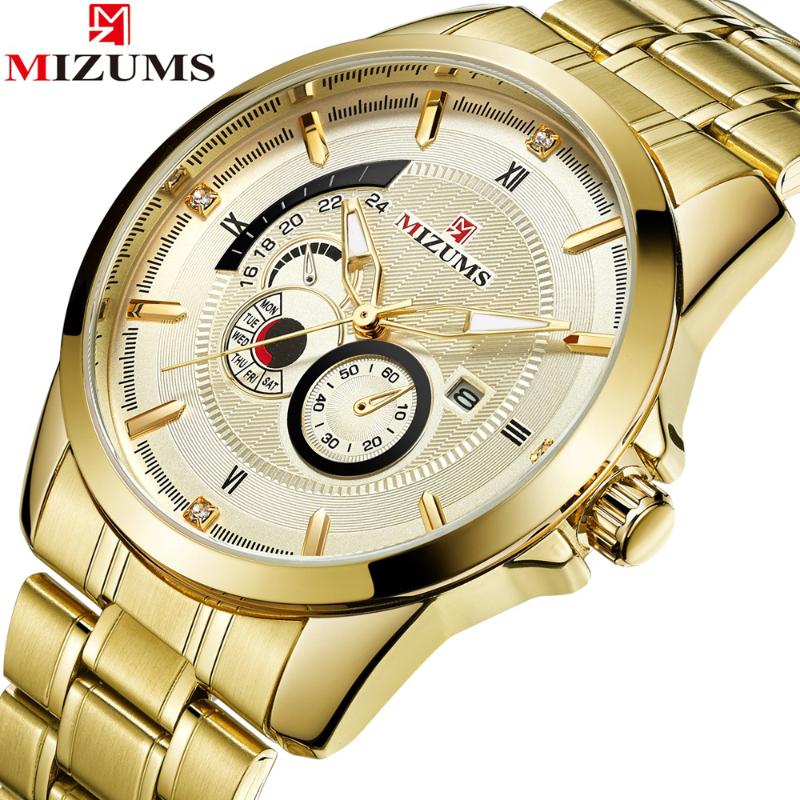 

Wristwatches 2021 MIZUMS Watches Men Sport Full Steel Quartz Watch Man 3ATM Waterproof Clock Men's Military Wrist, Silver white