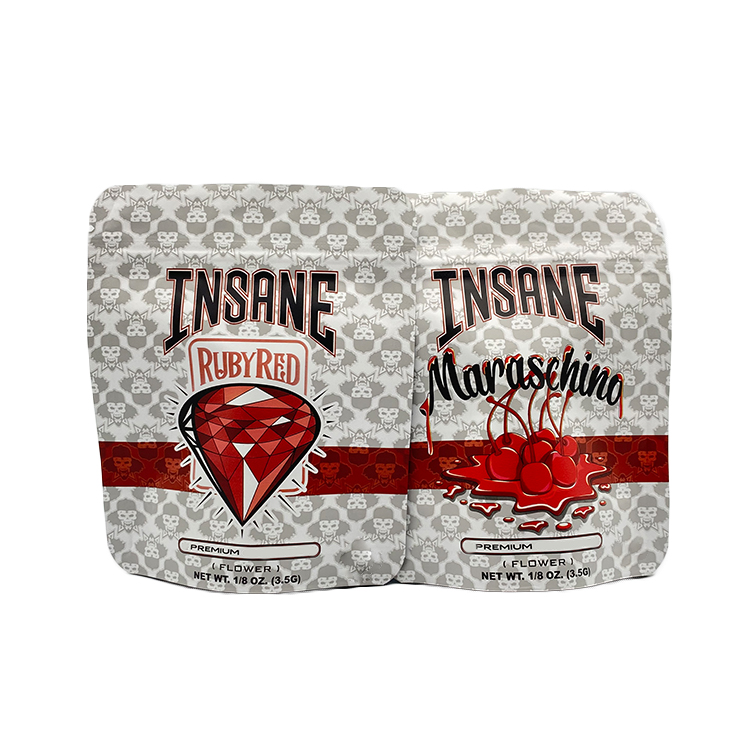 

3.5 g cookie plastic bags Insane stand up pouch soft touch material edible packaging with zipper