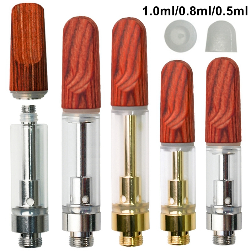 

Th205 Wood Wooden Tip Atomizers 1ml 0.8ml Ceramic Carts Empty Vape Cartridges Dab Pen Wax Vaporizer 510 Thread Electronic Cigarettes