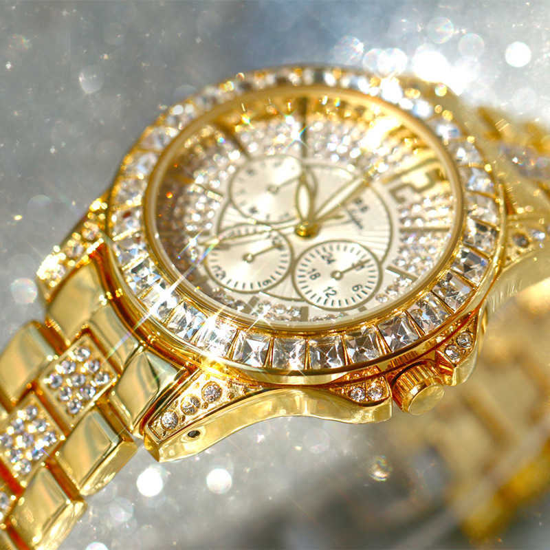 

Women Luxury Brand Watch Quartz Diamond Gold Female Ladies Golden Women's Wristwatch Crystal Montre Femme 210707, Rose gold