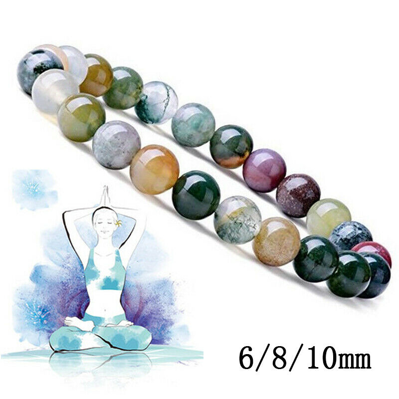 

Transfer Luck 6 8 10 MM Natural Stone Beads Bracelet Amethysts Tiger Eye Lapis Lazuli Bracelets for Women Men Yoga Bracelet, Black