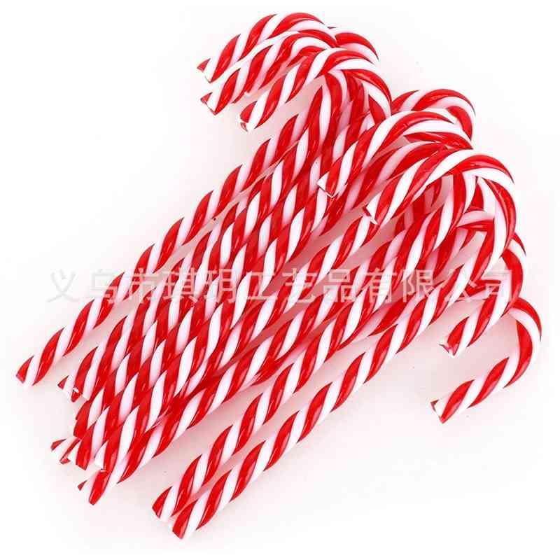 

15cm plastic acrylic decorative Christmas tree red white green walking stick Pendant
