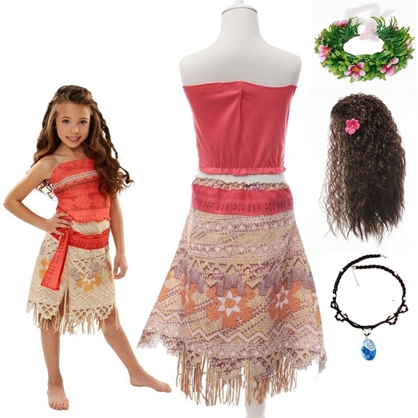 

Girl's Dresses Ocean Adventure Fancy Moana Costume for Girl Summer Beach Role Play Party Princess up Vaiana Dress Kids Halloween Clothing 0923, Gold