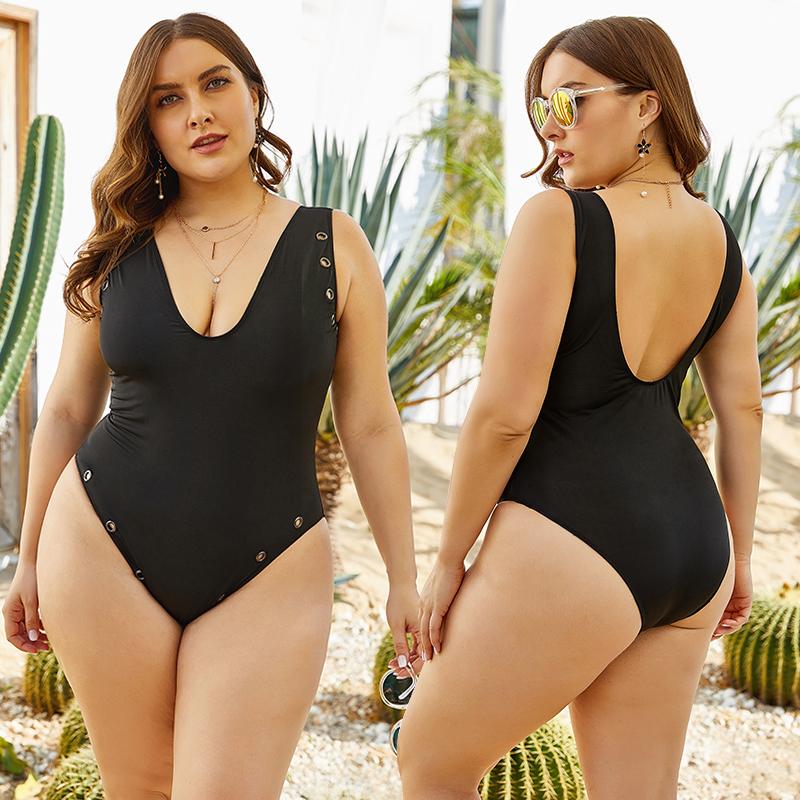

Women's Swimwear YY33 2021 Fashion Swimsuit Bikinis For Fat One Piece Closed Black Large Size 2-5XL Beach Sexy Female Summer Bathing Suit