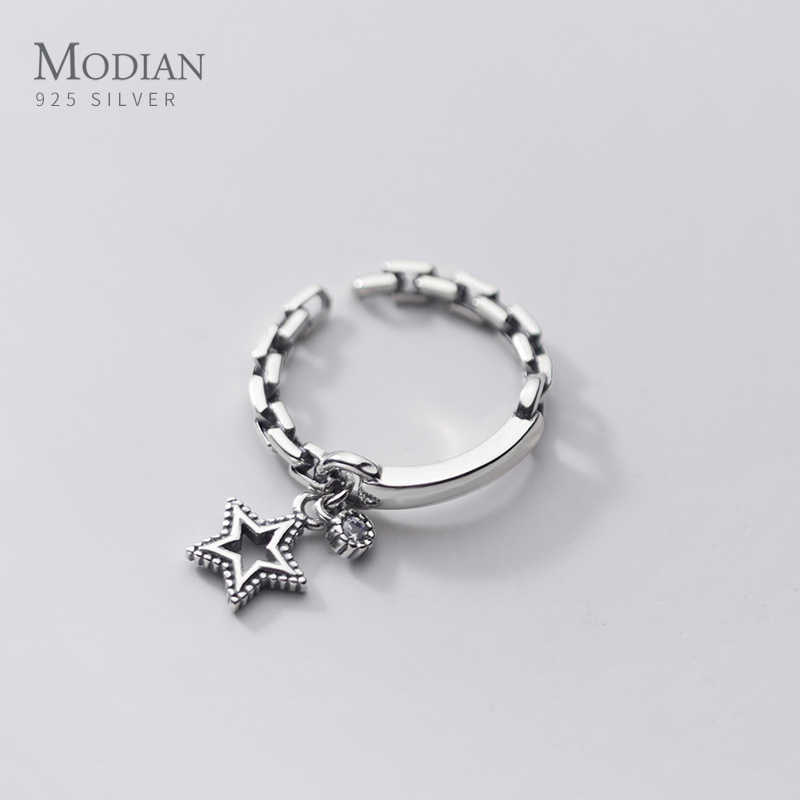 

Brands Hight Quality Hollow Out Star Round Zircon 925 Sterling Silver Finger Ring for Women Opening Fine Jewelry 210707