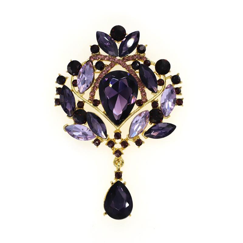 

Pins, Brooches Luxury Purple Crystal Rhinestone Wedding Flower Bouquet Brooch Jewelry Decoration, Gray