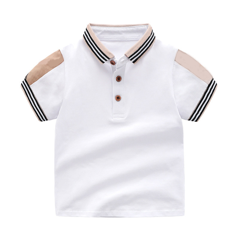 

New 2021 Baby T-shirt for Boy Kids Casual Stripe Shirt Tops Summer Toddler Boys Lattice Shirts for Children 1-7 Years, Beige