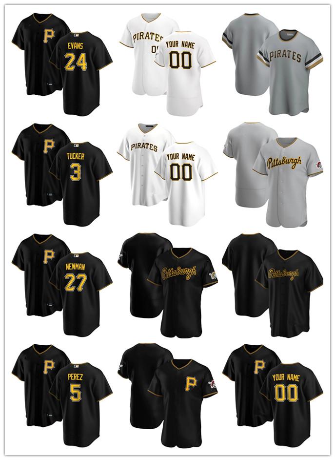 

Custom Jersey Mens women Youth 24 Phillip Evans 27 Kevin Newman 5 Michael Perez 3 Cole Tucker Baseball Jerseys, Blue;black