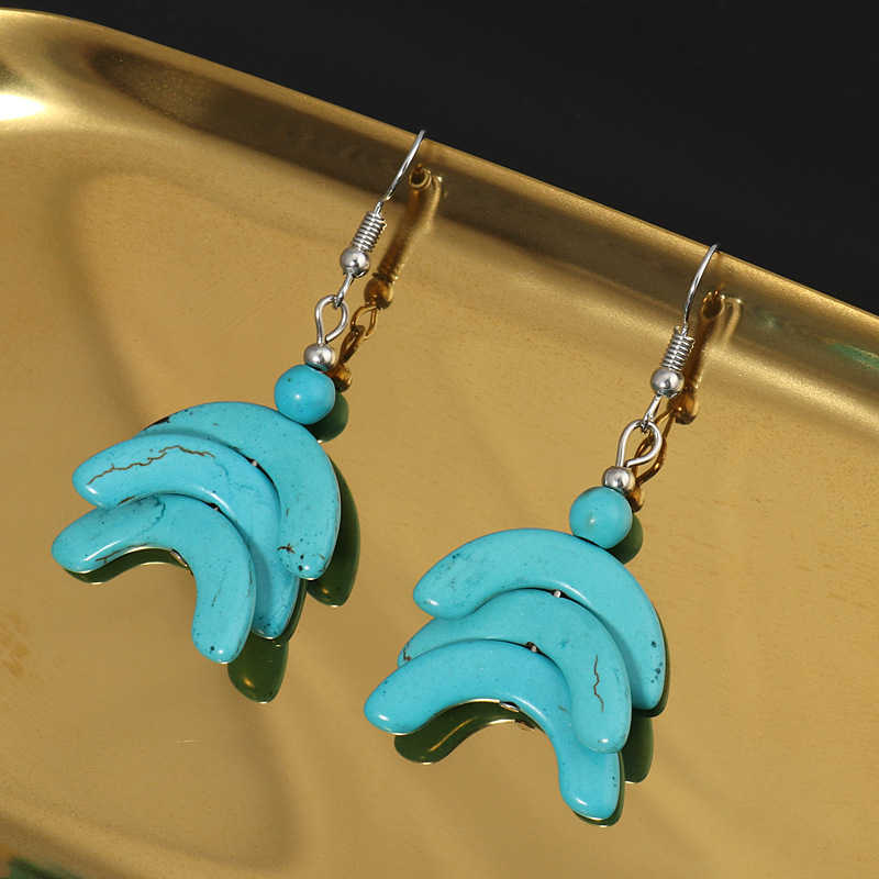 

women's Round edge Tibetan silver turquoise Charm earrings DYMTQE058 fashion gift national style women DIY earring