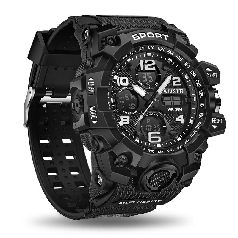 

Wristwatches Outdoor Watch Men's Waterproof Sports Large Dial Electronic Double Luminous, Black circle