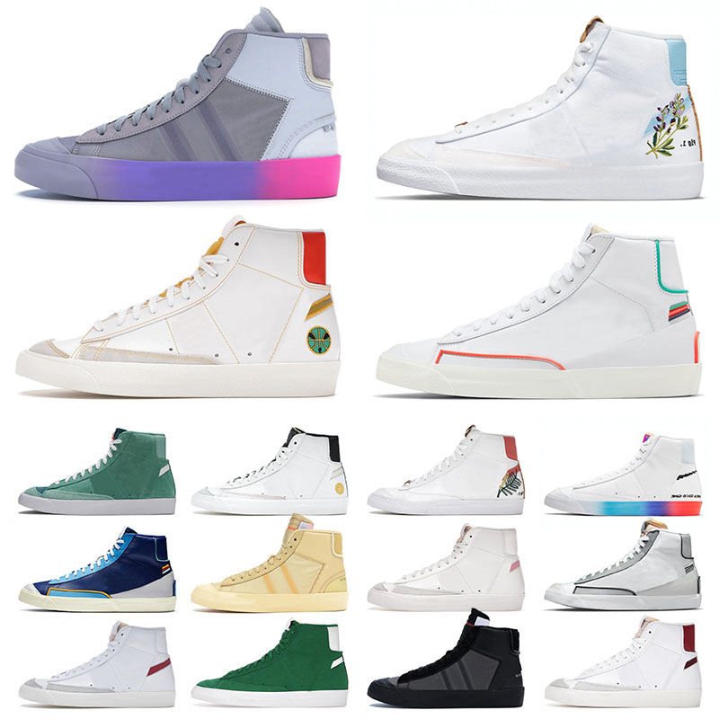 

2021 New Arrival Blazer Mid 77 Vintage Mens Womens Casual Shoes Platform Sneakers Black Hallows Eve White Off Indigo Racer Blue Fashion Luxu