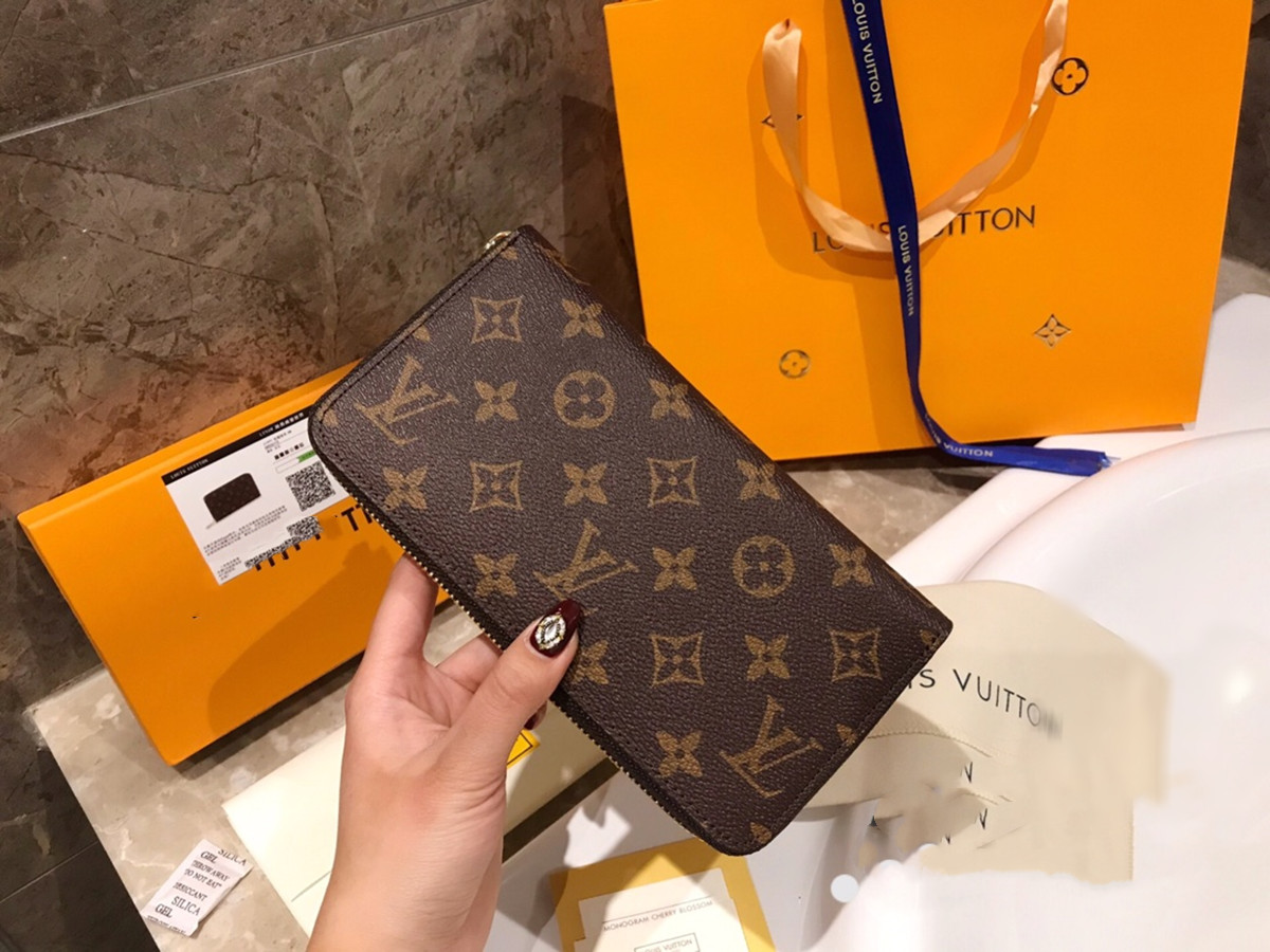 

GGLVLOUISVITTONYSLVUTTON bag Handbag Wallets Genuine Leather Classic Letter Wallet Exquisite Hardware Luxury C, Red;black