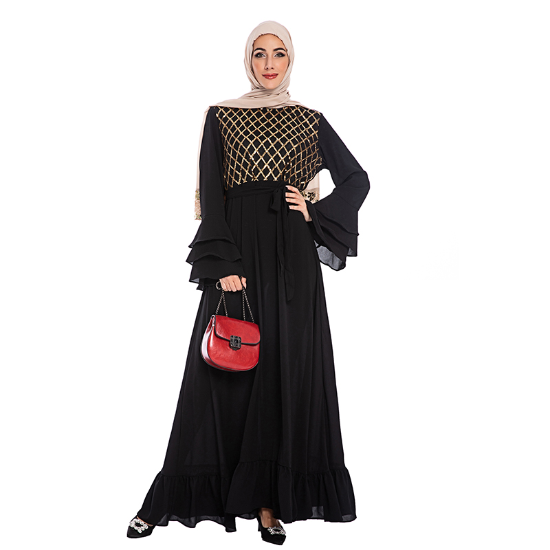 

Black Hijab Muslim Dress Sequin Abaya Dubai Turkish Dresses Islam Caftan Marocain Kaftan Qatar Islamic Clothing Abayas For Women