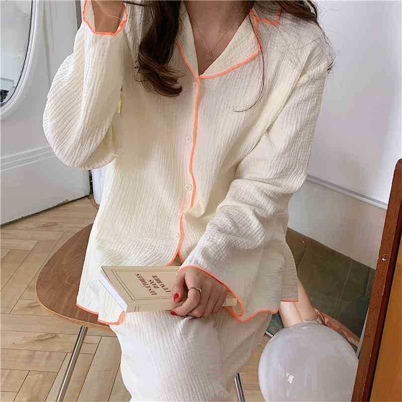 

Sweet Cute All Match Homewear Korean Elegence Loose Nightwear Chic Casual Sale Two Piece Suit Pajamas Sets 210525, Photo color