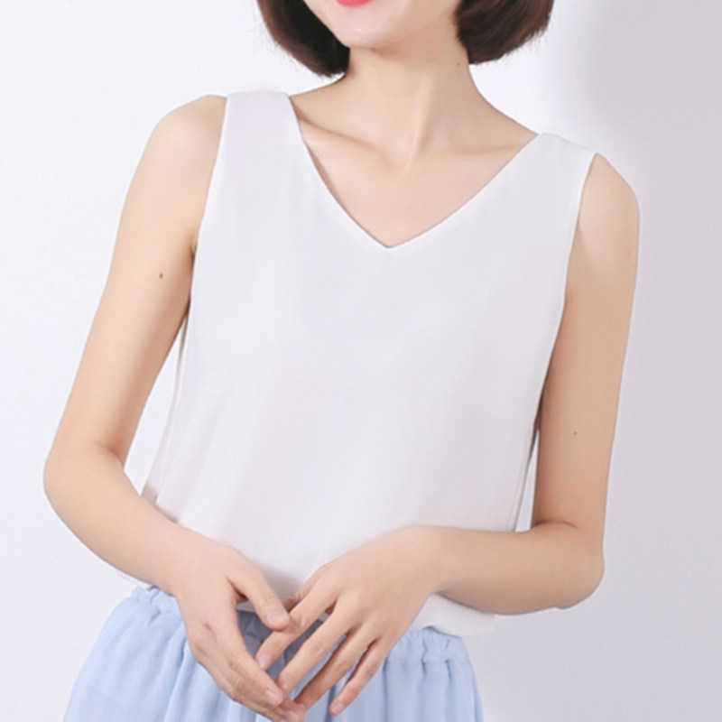 

Korean Women Tops Woman Chiffon Blouses Sexy V-neck Top Casual Sleeveless Blouse Shirts Ladies White Plus Size 210604, Gray