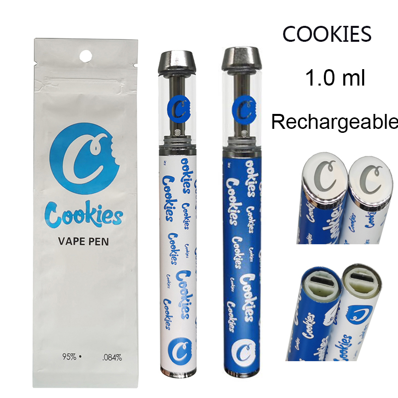 

Cookies Disposable Vape Pen Delta 8 1.0ml Vapes E Cigarettes Empty Ceramic Coil Atomizer Screw in Round Tips 400mah Battery Rechargeable Thick Oil Vaporizer Pens