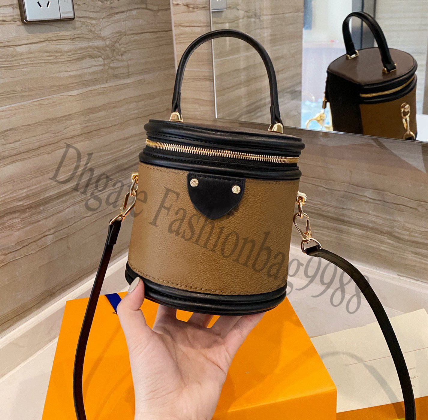 

Women Mini Crossbody Shoulder Bucket Purses Hand Bags With Box Real Leather Ladies Totes Two Colors Round Hand Bag Fashion Lady Purse Handbag All Over Letters, Make up the difference