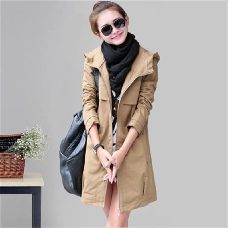 

Women's Jackets 2022 Fashion Winter Trench Coat With A Hood Warm Cotton Spliced Comfortable Big Size Windbreaker Trend Simple M-4XL, Black;brown
