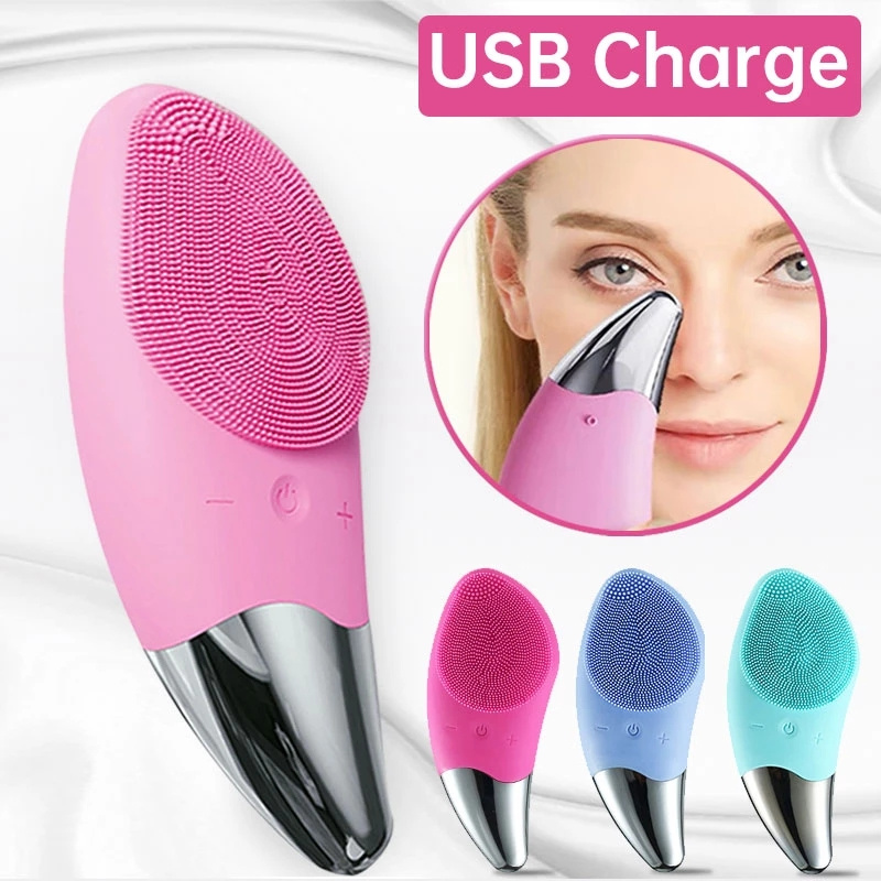 

Electric Silicone Face Cleansing Brush Tools Waterproof Facial Acne clean Beauty Device Rechargeable Sonic Skin Pore Cleanser USB charger