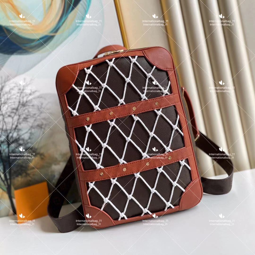 

Travel designer Backpack Style Leather Fashion Nets Decorative Men's Bag Unisex School Top Quality Ladies Casual Large Volume Luggage trunk