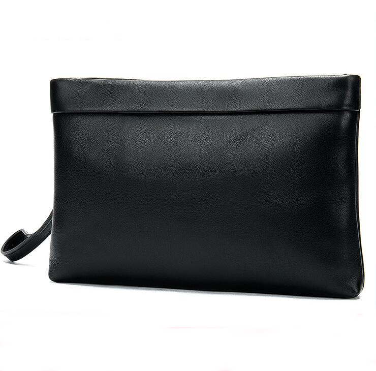 

Fashion Design handbags men's genuine leather clutch wallets large-capacity Korean business envelope bag cowhide clutches wholesale 9849, Black