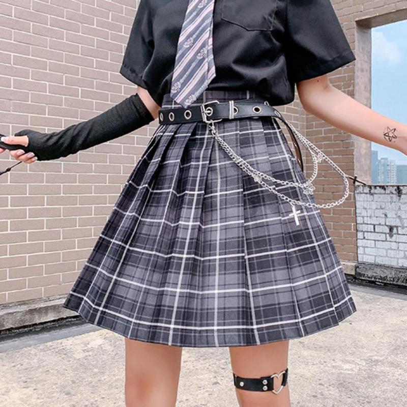 

Skirts Pleated Skirt Anti-wrinkle High Waist JK Girls Sexy Plaid A Line For Women