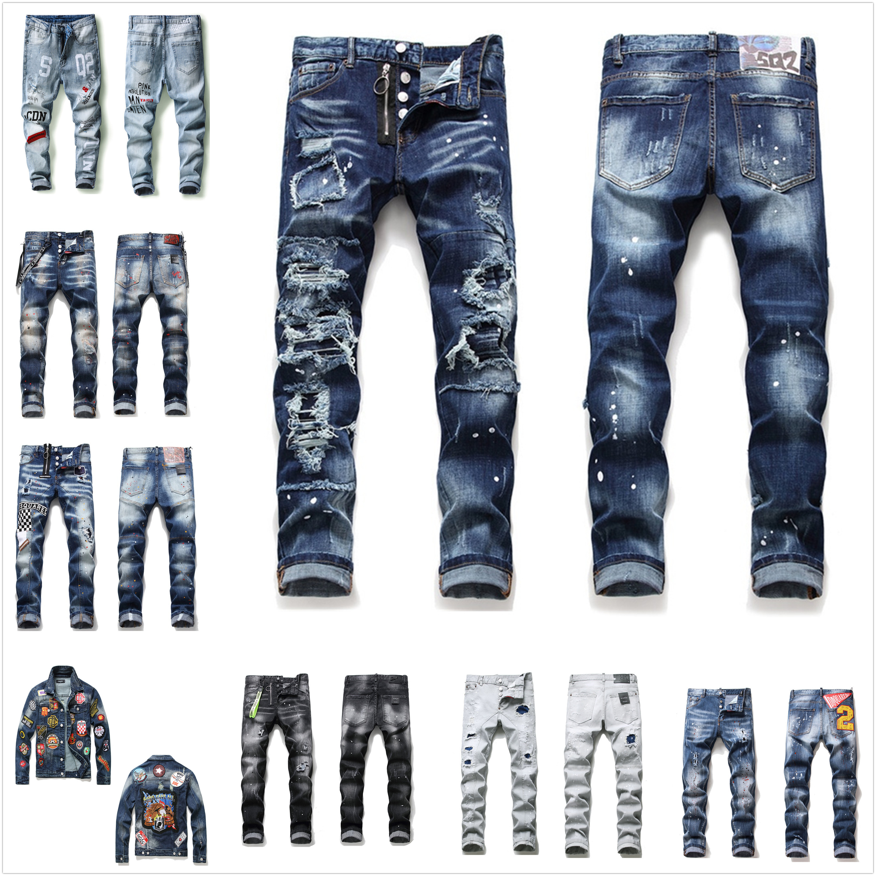 

Men Jeans Classic Male Slim Pants Man Biker Business Trousers Mens Fashion Casual Mature Trendy Spring Pant 0102, Blue