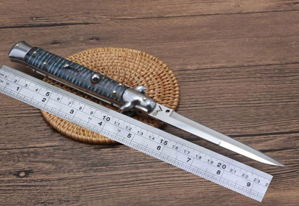 

11 inches Italian Classical automatic folding knife (992) Imitation mammoth ivory handle camping Collecting hunting camping knife knives