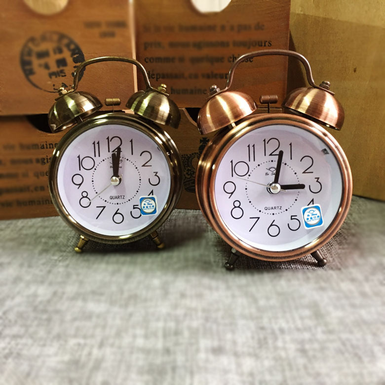 

antique silent bell alarm night light lazy must clock simple home student gift